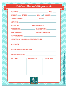 Pet Care Printable